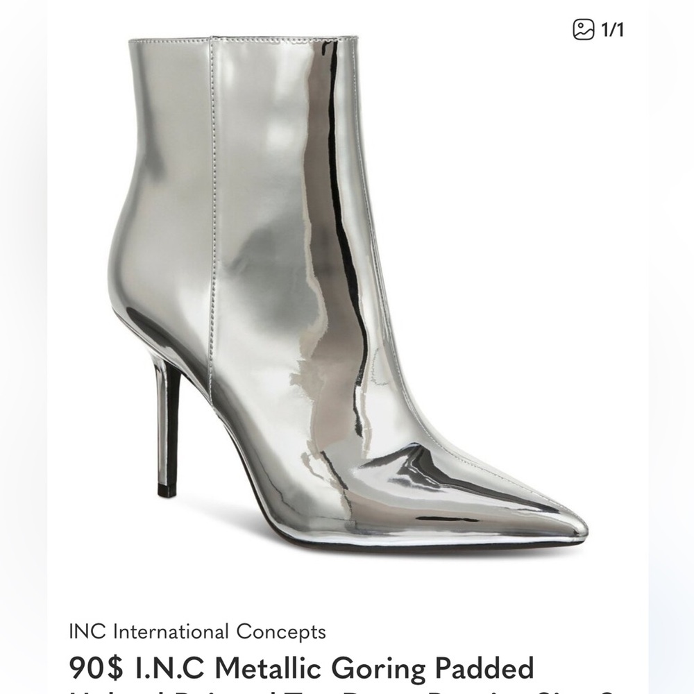 INC International Concepts Metallic Silver Heeled Boots